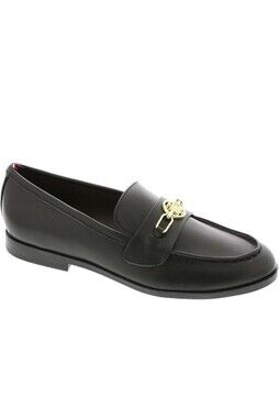 Tommy Hilfiger Izina Loafer Women's Slip On Black Gold Logo Casual Work Size 8.5